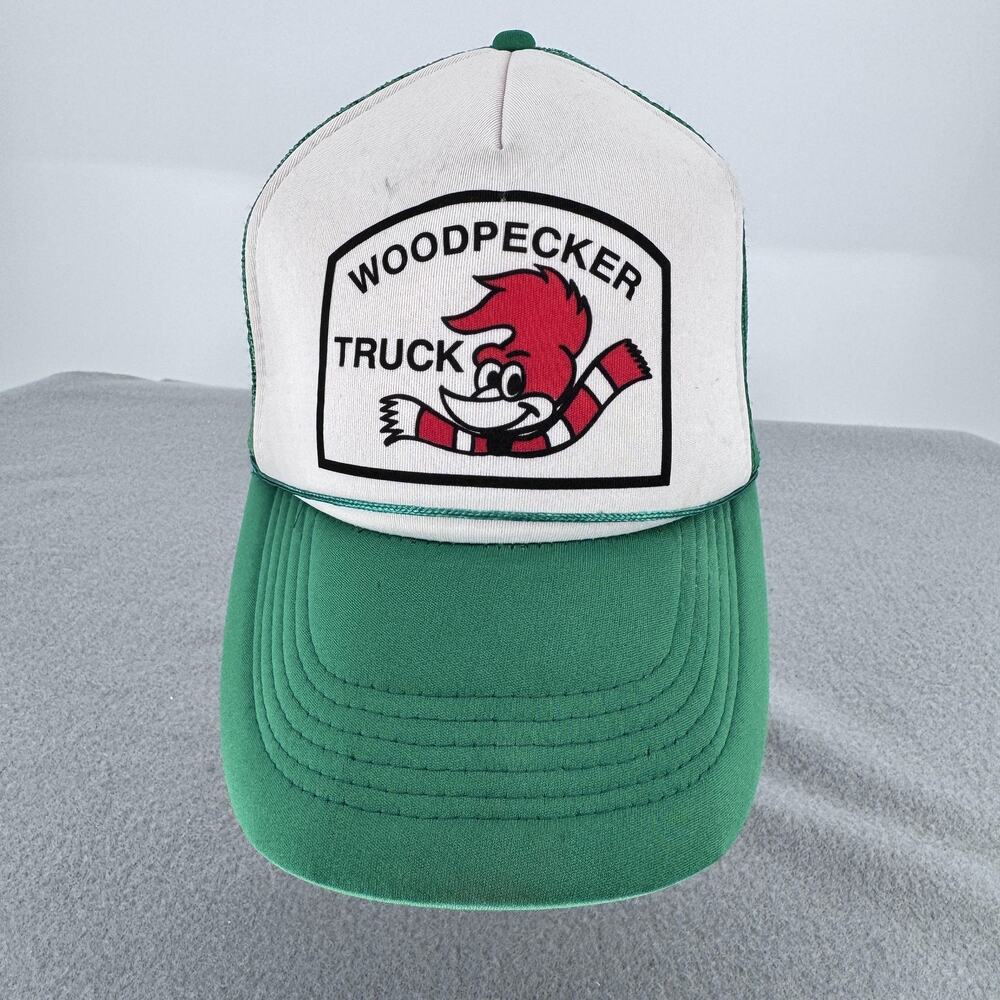 Vintage Woodpecker Truck Hat Cap Snap Back One Size‎ Green Mesh Trucker Cartoon